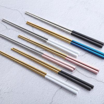 China Gold Viable Korean Personalized Chopsticks 304 Stainless Steel Reusable Wedding Chopsticks for sale