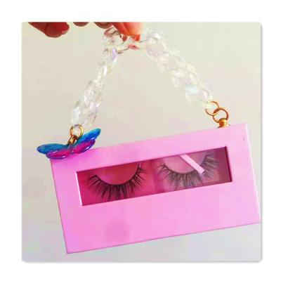 China 2022 New Arrival Natural Long Mink Lashes With Real 25mm Mink Eyelashes 3d Mink Eyelashes Cases Handbag Pink New Design for sale