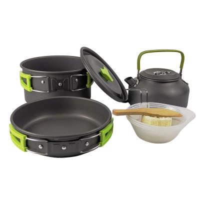 China Sustainable Wholesale Portable Outdoor Traveling Camping Cookware Sets Nonstick Foil for sale