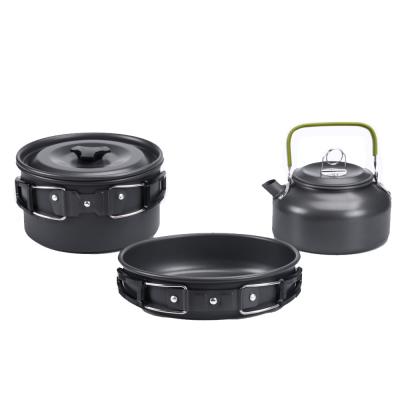 China Viable outdoor 2 or 3 person teapot set pot combination camping cookware set for sale