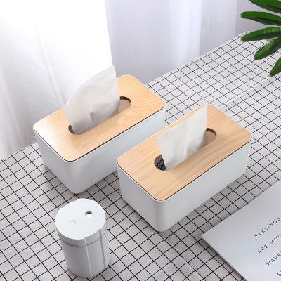 China Modern creative custom hotel office restaurant napkin paper tissue advertising box with bamboo lid for sale