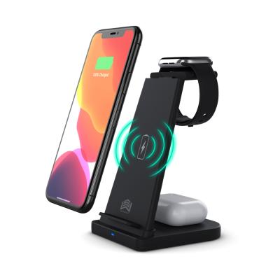 China 3 in 1 Qi Detachable Detachable 3 in 1 Wireless Charger Stand Dock Charging Station for iPhone for AirPods for iWatch for sale