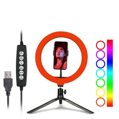 China New 10 Inch PC+ABS RGB Colored Ring Light Beauty Selfie Tripod Supplement Fill Light Stand 26cm Ring Light for sale