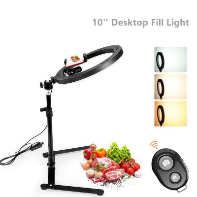 China Multifunctional 10 Inch ABS+Aluminum 360 Tripod Livestream Livestream Fill Video Light Adjustable Aerial Desktop Photography Mobile Phone Stand for sale