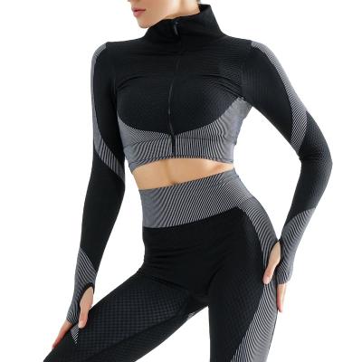 China Sports 2021 Breathable Spring High Waist Hip Lifting High Elastic Fitness Running Seamless Yoga Suit Sportswear Gaiters Yoga Set For Woman for sale