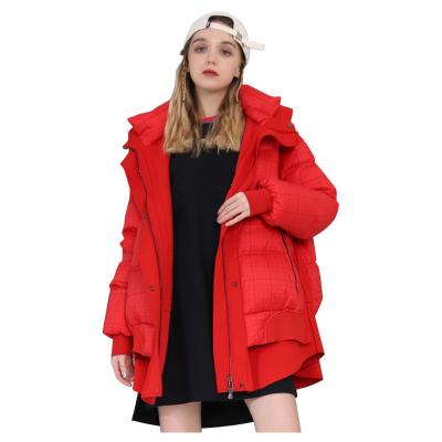 China New Winter Breathable Fashion Solid Color White Duck Down Jacket Women's Hooded Shorts Down Jacket Thick Women's Hooded Zipper Down Jacket for sale