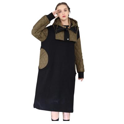 China Autumn And Winter Dress Sweatshirt Breathable Loose Dress Splicing Down Long Down Coat Women's Dresses For Autumn Winter for sale