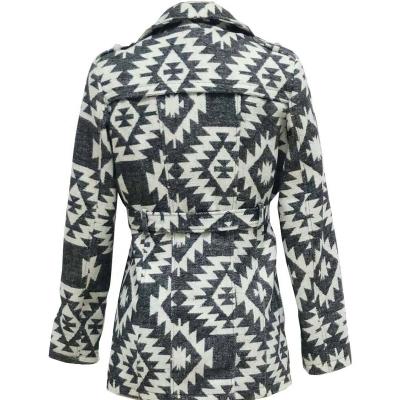 China Maze Womens Spring Coats 2021 Anti-wrinkle Long Coat Geometric Pattern Combination Jacquard Coat for sale