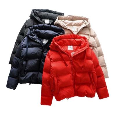 China Anti-wrinkle new arrival 2021 winter Europe and America style casual down coat loose hooded thicker warm jacket for woman for sale