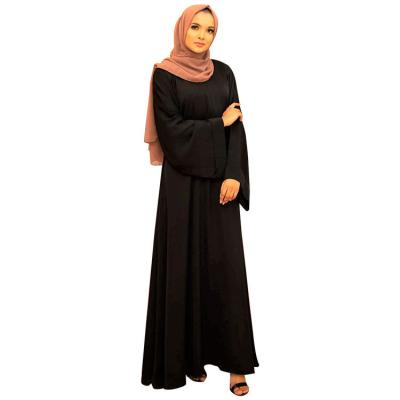 China Anti-static Middle Eastern Malay Long Dress Simple Solid Color Basic Sleeve Plus Size Malaysia Abaya Dress For Women for sale