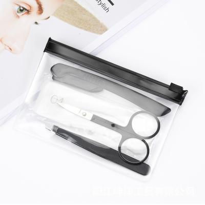 China 4pcs Eyebrow Black Eyebrow Trimming Set Eyebrow Training Tools Kit Brow Scissors Tweezers Set for sale