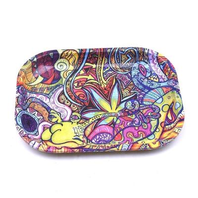 China Small Portable Tin Rolling Dish 18*14CM Metal Tin Rolling Tray Tobacco Customizable Tin Rolling Tray for sale