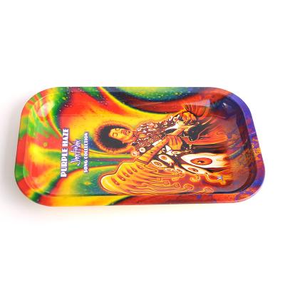 China JL-003Z Hot Wholesale Cheap Custom Rock Portable Cartoon Metal Manufacturers Custom Size Metal Smoking Herb Rolling Tray for sale