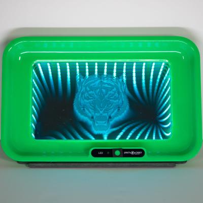 China 2021 PP+PVC Yiwu Jiju New Arrival Infinite Mirror LED Tray Custom Logo LED Rolling Tray With Speaker for sale