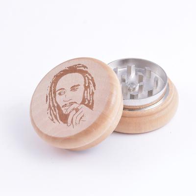 China Self Use Wooden Herb Grinder Handle Tobacco Herb Grinder Accessories With Nail Teeth Spice Wood 53 Mm 2 Custom Grinder Parts for sale