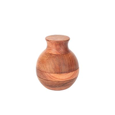 China New Easy Use Style Wooden Pot Shape 3 Layer Custom Logo Zinc Alloy Tobacco Grinder Grinder for sale