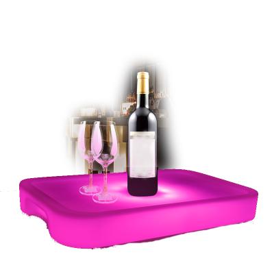 China New Design Eco-friendly PE(Polyethylene) Led Barware Cavity Serving Tray Lightweight Polyethylene Plastic Wine Glass Tray LTT-WB21 for sale