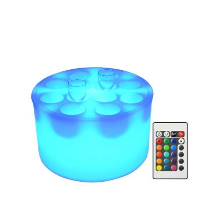 China 12 viable holes round floating wine glass rack for pool /LED glass tray/LED glass bar ware tray for sale