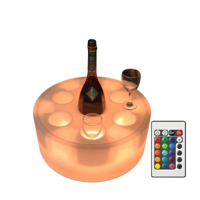 China 12 viable holes round floating wine glass rack for pool /LED glass tray/LED glass bar ware tray for sale