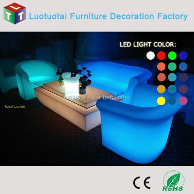 China Modern Chesterfield SOFA PE LED Sofa Furniture / Plastic Nightclub Sofa Set Glow Led Sofa for sale