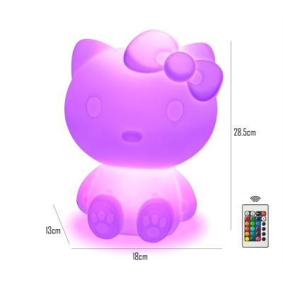 China Traditional RGB Colors Changing Remote Control Kitty Baby Kids Bedside Table Energy Saving Hello Lamp for sale