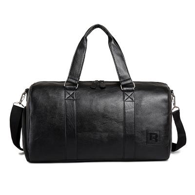 China Fashion high quality custom private label travel bag men fleece leather handbag with shoe compartment for sale