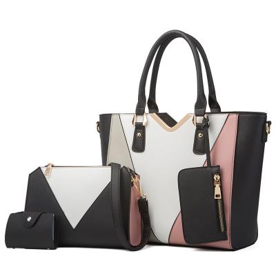 China 4pcs Fashion Designer Handbags Women Handbags Ladies Shoulder Messenger Women Bag Cross Pattern Patchwork Handbags Sets for sale