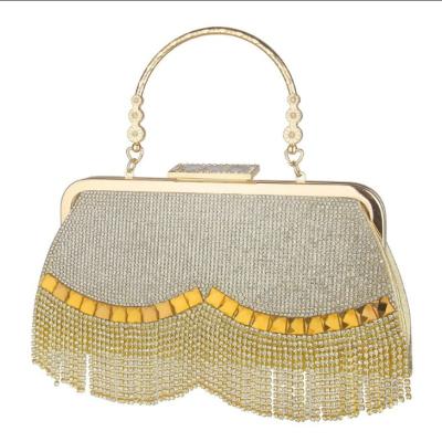 China Clutch Bag For Women 2022 New Design Ladies Handbag Party Banquet Rhinestone Bag Tassel Dinner Party Banquet Bag For Wedding Bridal Party for sale