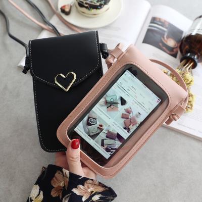 China 2022 Portable Bag For Women Touch Screen Mobile Phone Purse Smartphone Wallet Shoulder Strap PU Leather Casual Solid Cross - Body Bags for sale