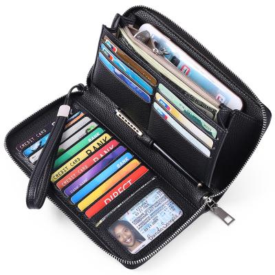 China RFID Blocking Business Wristband Wallet Customized PU Leather Clutch Bag Purse Journal Use Long Wallet With More Card Holders for sale