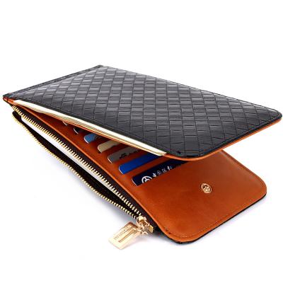 China Fashion PU Large Capacity Long Zipper Multi Function Card Holder Leather Latch Clutch Wallet for Man and Woman for sale