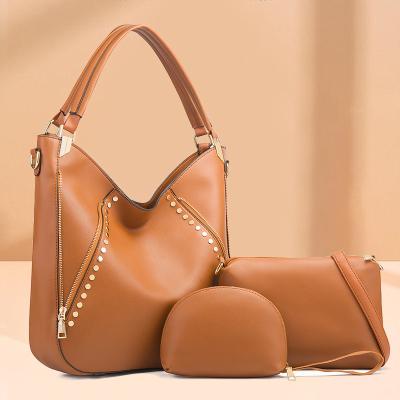 China High Quality Fashion Girl Clips Women Handbag Set Women Shoulder Bucket Women Tote Hand Bag Ladies Handbags 3 Pcs Set for sale