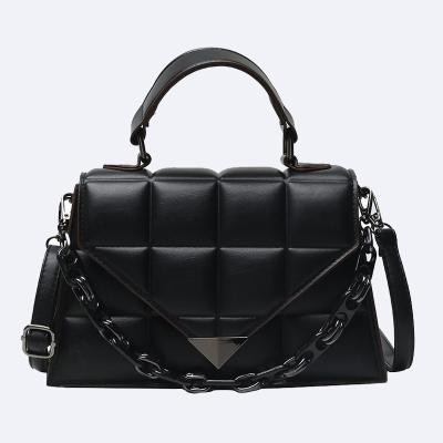 China 2022 New Trend Fashion Detachable Women Chain Texture High Quality Designer Large Capacity Pu Leather Shoulder Messenger Bag for sale