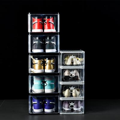 China Amazon Viable Hot Sale Plastic Clear Sneaker Drop Front Shoe Box Organizer Shoe Storage Transparent for sale