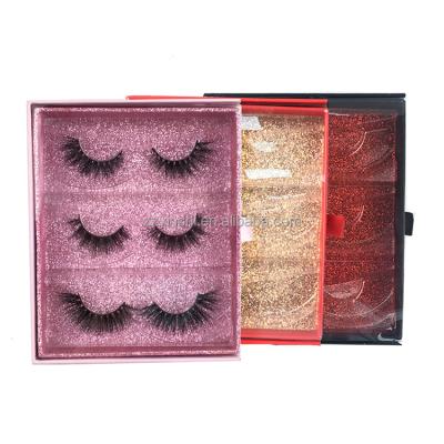 China Handmade wholesale custom eyelash boxes case packaging 3 pairs mink case lashese black custom eyelash packaging box for sale