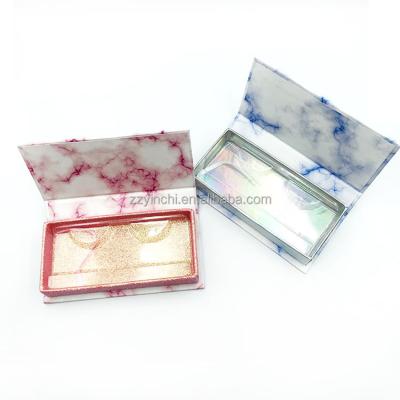 China Handmade Pink Marble Eyelash Packaging Box Luxury Mink Eyelashes Enclose Custom Packaging Box For False Lashes for sale