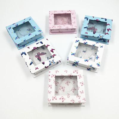 China Handmade Butterfly Eyelash False Eyelash Packaging Box Square Magnetic False Eyelash Case 25mm Empty Lashes Packaging Box for sale