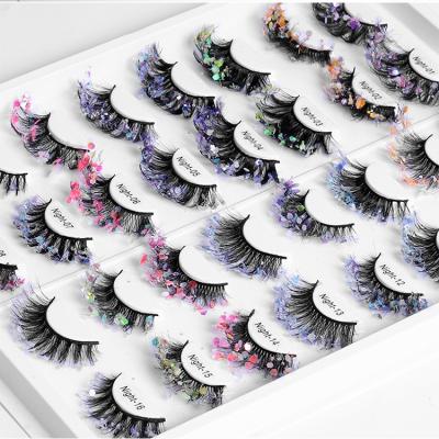 China 14-20mm Luminous False Eyelash Color Shiny Synthetic Whips Fluffy Silk Lashes 8D Lashes for sale