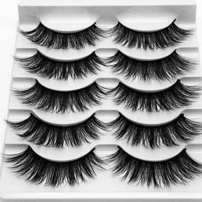 China Wholesale Shiny 5 Pairs 3D Long Fluffy Mink Eyelashes Tapered Crisscross Lashes for sale