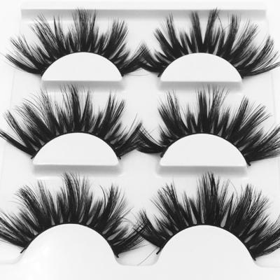 China Wholesale Shiny Mink Lashes Bulk Vendor Highlights 5d 25mm Lashes Custom 3 Pairs Eyelash Packing False Mink Eyelashes for sale