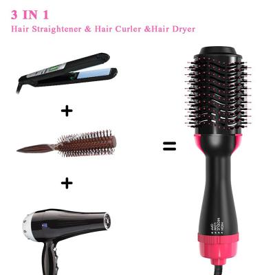 China Household Amovol One Step Electric Comb Volumizer Fast Hair Straightener Brush Custom Hair Dryer and Styler Hot Air 3in1 for sale