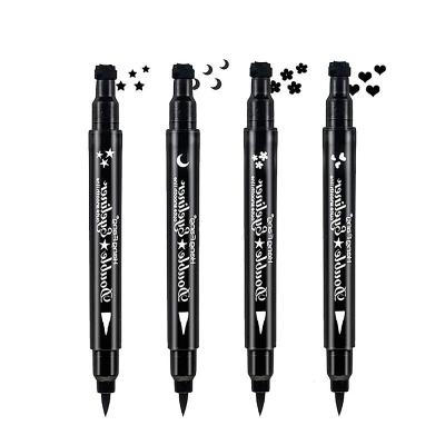 China Waterproof Double Ended Eyeliner Stamp, Seal Eye Liner Four Pattern Stamp Black Extremely Thin Waterproof Long Lasting Flowers for sale