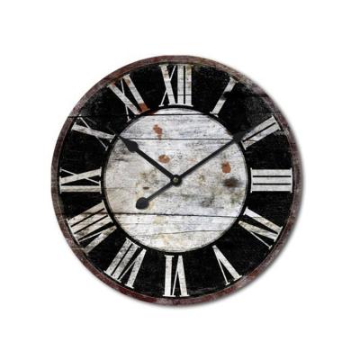 China Antique Style Round Wall Clock Black 40cm Living Room Decoration Vintage Roman Numerals Hanging Clocks For Garden for sale