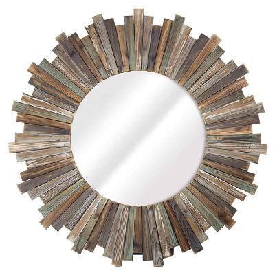 China Mumi Sun Shine Large Handmade Solid Wood Shaped Wall Mirror for sale