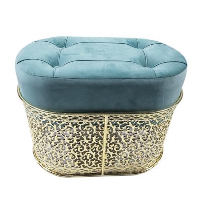 China MUMI Round Gold Foldable Basket Bar Foot, Velvet Makeup Stool for sale