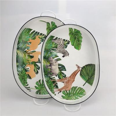 China 2019 Eco-friendly NEW Design Serving Tray Set Enamel Tray for sale