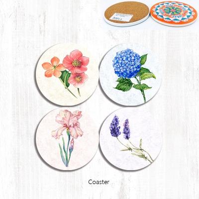 China Beau Viable Flower Coaster Pictures Paper Material Cup Holder Coaster for sale