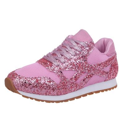 China Women's Wild Sequin Sports Shoes Solid Color Breathable Casual Flats Shoes for sale