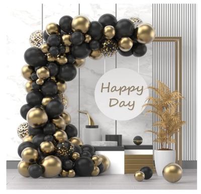 China Festival Decoration Black Metal Gold Confetti Latex Balloons Wedding Birthday Party Graduation Baby Shower for sale