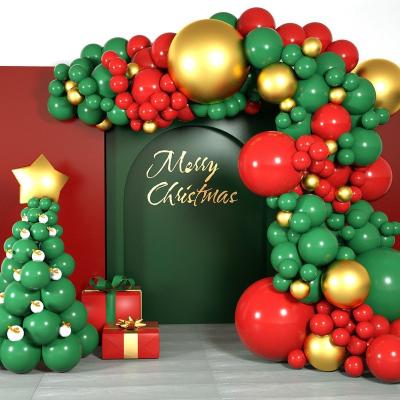 China Decoration Christmas Balloon Indoor Outdoor Arch Set Red Green Metallic Gold White Latex Balloons Birthday Party Festive Decorations for sale